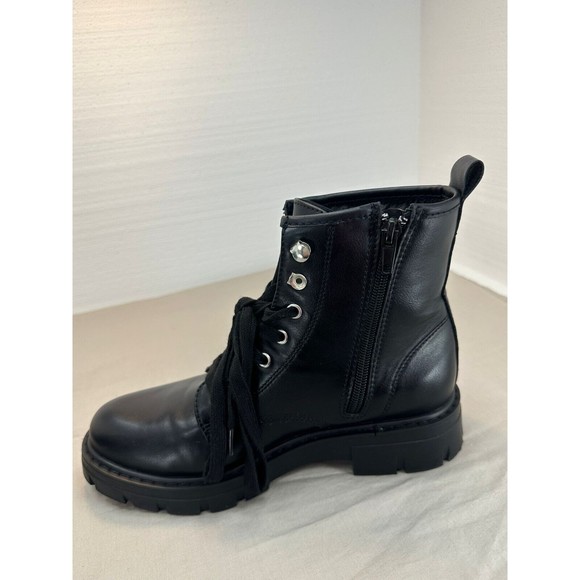 Madden Girl Gwinn Black Combat Boots Lace Up With Side Zipper Size 6.5 M - Picture 4 of 13